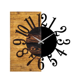 Wallity Reloj de pared decorativo de madera Nogal y Negro
